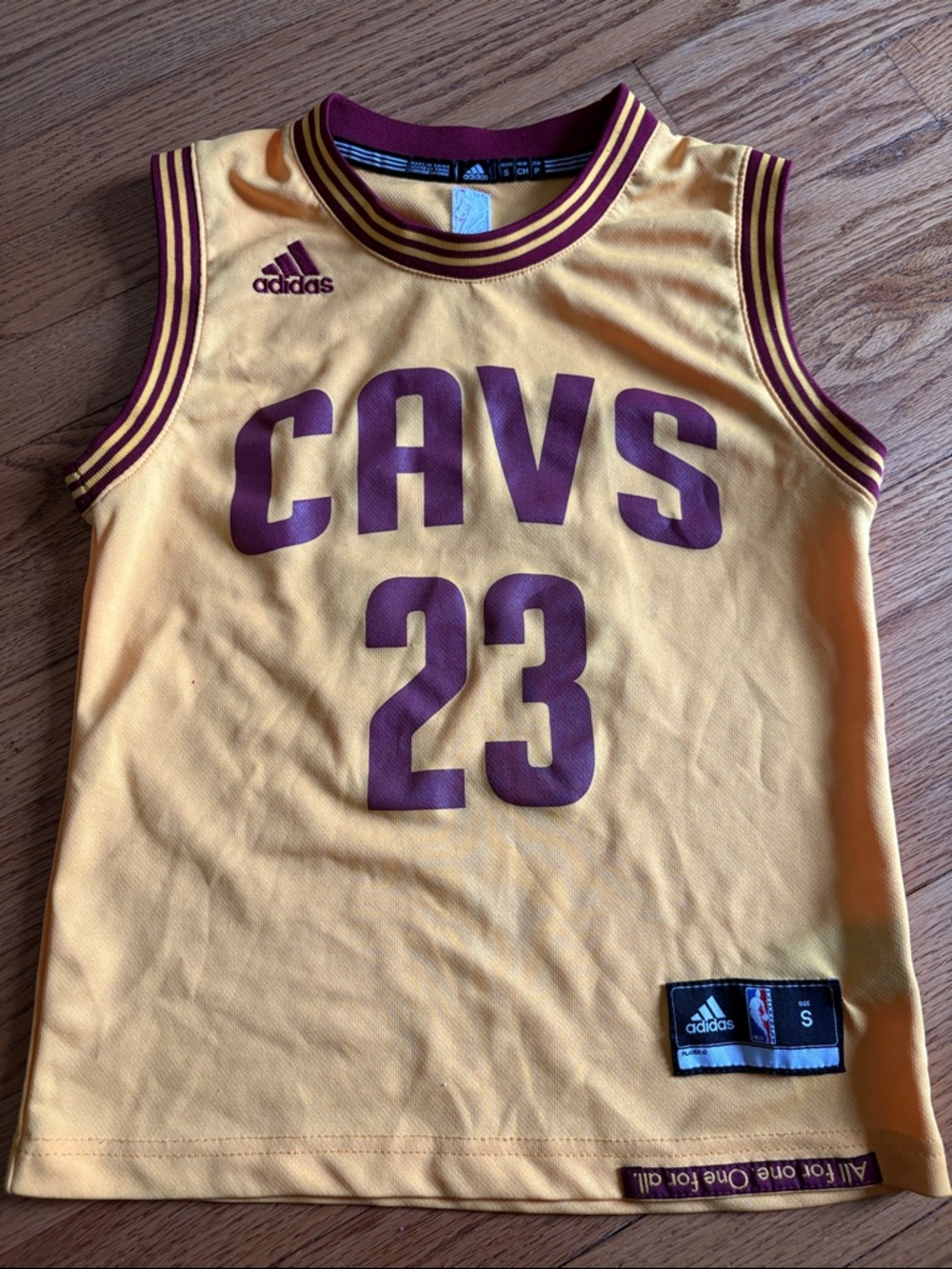 adidas Youth LeBron James  Cleveland Cavaliers Gold and Maroon Jersey Top - 23